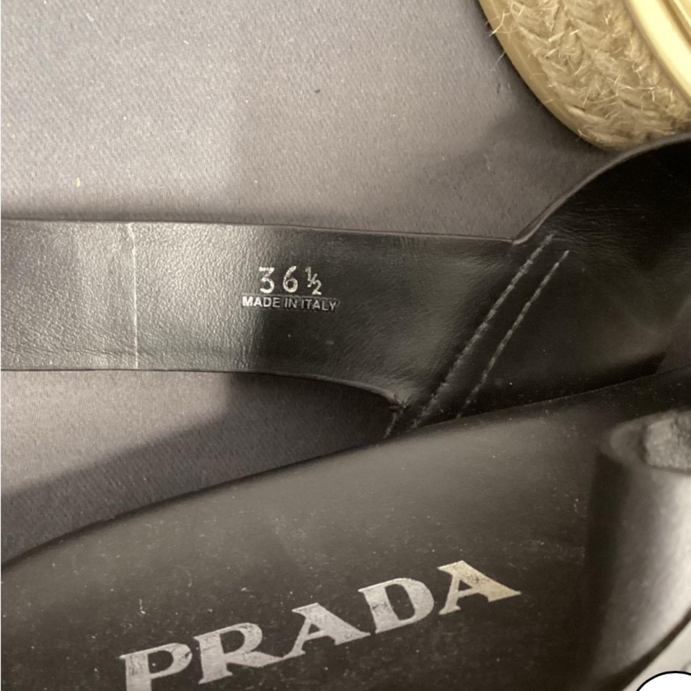 Prada Women's Black Crisscross platform Espadrille Sandals Shoes size 36.5 - Picture 5 of 9
